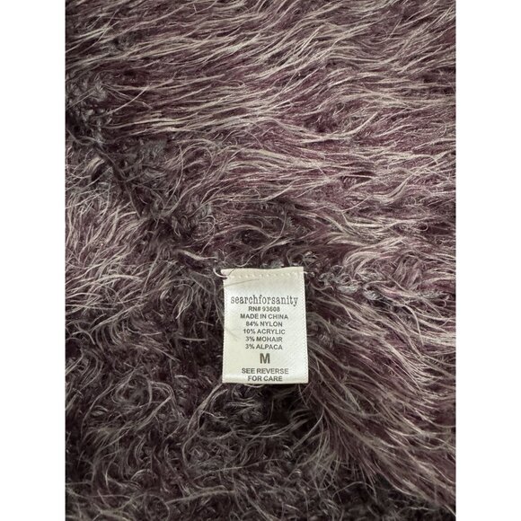 NWOT Search For Sanity Size M Woman Purple Fuzzy Long-Sleeve Cardigan Open front - Picture 6 of 8